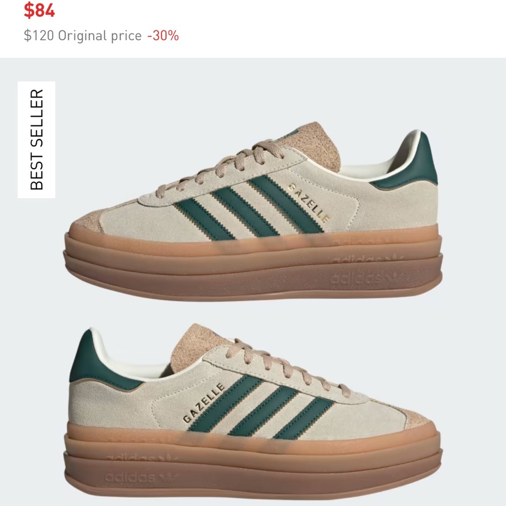 Adidas Gazelle Beige and Green Sneakers